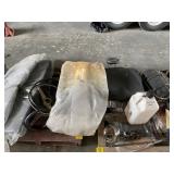 2 PALLETS W/ STEERING WHEELS, FUEL JUG, HOSE