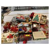 SHINY BRITE ORNAMENTS & BOX, VINTAGE ORNAMENTS