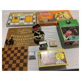 GROUP OF BOARD GAMES, TIN OF ANTIQUE MARBLES