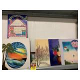GROUP OF HAND PAINTED OIL ON CANVAS, PRINTS