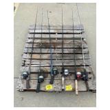 PALLET W/ FISHING RODS & REELS OF ALL BRANDS