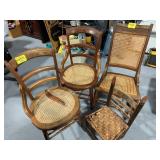 4 ANTIQUE WOODEN ACCENT CHAIRS