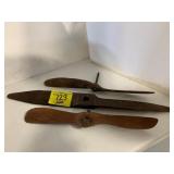 3 ANTIQUE WOODEN PROPELLARS 22' AND SMALLER