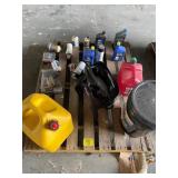 PALLET OF GAS CANS & OIL BOTTLES