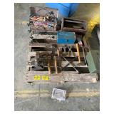 HAND TOOLS, PLATE STAND, PRIMITIVE WOODEN