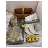 BASKET, PRESSED GLASS, CHAFFING PAN, SERVING SET,