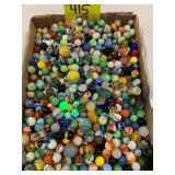FLAT OF ANTIQUE MARBLES OF ALL KINDS - SOME GLOW