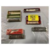 POCKET KNIFE, GROUP OF ANTIQUE BOXED HARMONICAS