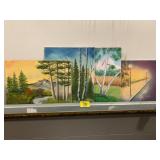 4 OIL ON CANVAS HAND PAINTED PICTURES