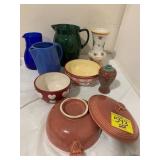 FIESTA LIDDED DISH, DRINK PITCHERS, HEART BOWLS,
