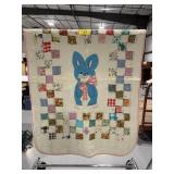 HAND STITCHED PATCHWORK RABBIT THEMED BABY QUILT