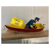 TIN LITHO ROW BOAT TOY W/ 1 OAR