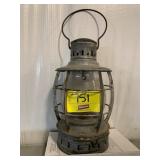 ANTIQUE RAILROAD LANTERN W/ GLASS GLOBE