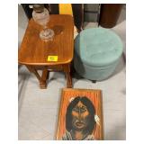 NATIVE AMERICAN PRINT, WODOEN END TABLE,