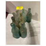 GROUP OF ANTIQUE GLASS BOTTLES OF ALL KINDS