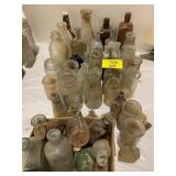 GROUP OF ANTIQUE GLASS BOTTLES OF ALL KINDS