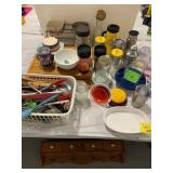 KITCHEN UTENCILS & JARS OF ALL KINDS, WOODEN