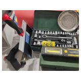 GROUP OF TOOLS...SOCKET SETS, LIGHT, SCRAPER