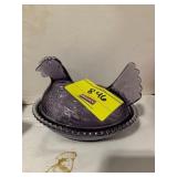 PURPLE GLASS HEN ON NEST