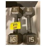 PAIR OF 15LB HAND WEIGHTS