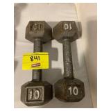 PAIR OF 10LB HAND WEIGHTS