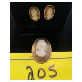 SET OF ANTIQUE CAMEO BROOCH & EARRINGS - EARRINGS