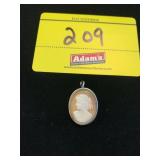 925 MARKED CAMEO PENDANT BROOCH