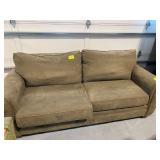 GREENISH BROWN UPHOLSTERED LOVESEAT