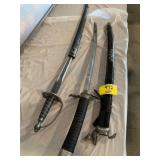 2 METAL SWORDS W/ SHEATHS