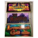 3 FRAMED PINBALL MACHINE PANELS