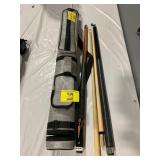 SIGEL VARNER POOL CUE, BLACK POOL CUE, CASE