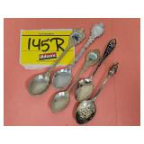 (5) SOUVENIR SPOONS...(1) SAYS SILVER PLATED