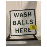 WASH BALLS HERE NOVELTY METAL GOLF SIGN