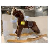PLUSH & WOOD BASE ROCKING HORSE 2FT TALL