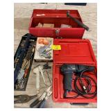 CRAFTSMAN DRILL, TOOLBOX W/ HAND TOOLS & CONTENTS