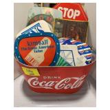 METAL COKE BUCKET FULL OF ADVERTISING FANS