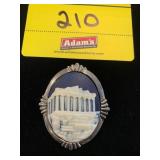 PARTHENON THEMED SILVER-TONE CAMEO BROOCH