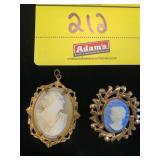 GERMANY MARKED CAMEO BROOCH, GOLD-TONE ANTIQUE