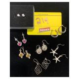 7 PAIRS OF SILVER-TONE EARRINGS - SOME MARKED 925