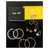 7 PAIRS OF SILVER-TONE EARRINGS - SOME MARKED 925