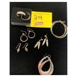 6 PAIRS OF SILVER-TONE EARRINGS - SOME MARKED 925
