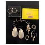7 PAIRS OF SILVER-TONE EARRINGS - SOME MARKED 925