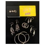 7 PAIRS OF SILVER-TONE EARRINGS - SOME MARKED 925