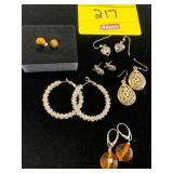 6 PAIRS OF SILVER-TONE EARRINGS - SOME MARKED 925