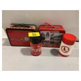2 METAL LUNCHBOXES & MATCHING THERMOS