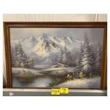 K BOXER? SIGNED OIL ON CANVAS WINTER SCENE
