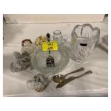 WATER MARQUIS VASE, NICKEL SILVER FLATWARE, ANGEL