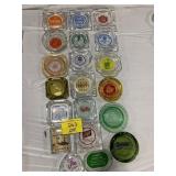 GROUP OF GLASS VINTAGE ADVERTISING ASHTRAYS OF