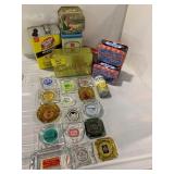 GROUP OF GLASS VINTAGE ADVERTISING ASHTRAYS OF