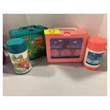 2 VINTAGE PLASTIC LUNCHBOXES W/ THERMOS